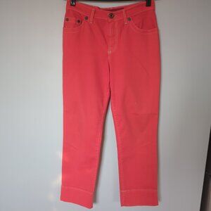 Tuzzi Italy Women's Size US 8 F40 Coral Orange Stretch Soft Denim Pants Cotton